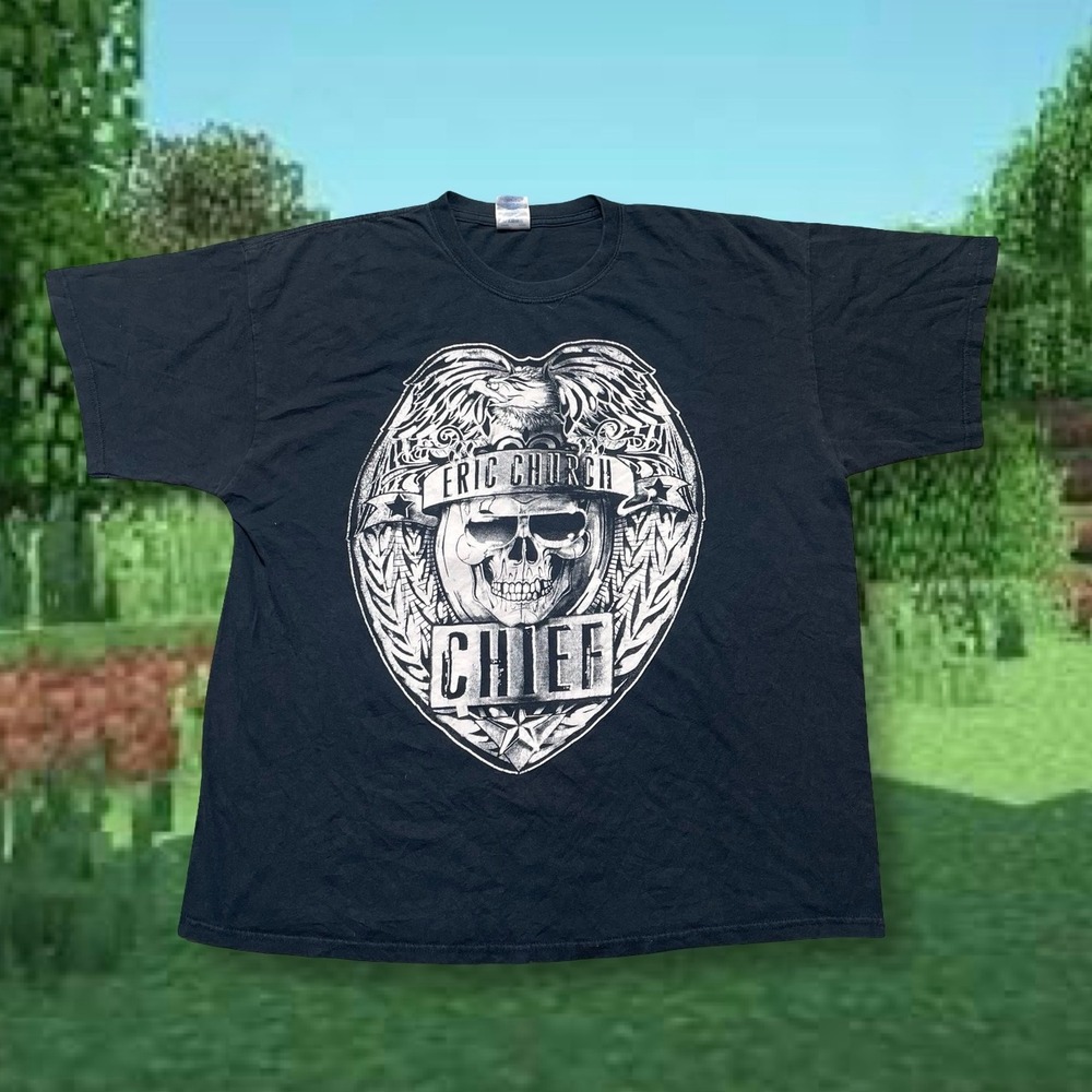 Eric Church Chief Skull Graphic Band T Shirt‎ Mens XL Gildan Heavy Cotton